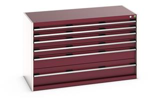 40022109.** cubio drawer cabinet with 6 drawers. WxDxH: 1300x650x800mm. RAL 7035/5010 or selected